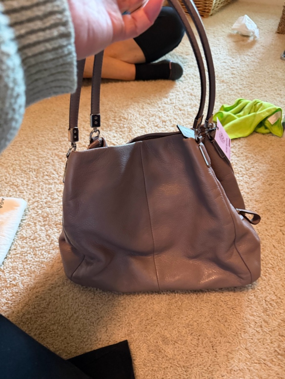 Coach Leather Shoulder Bag in Mauve Taupe